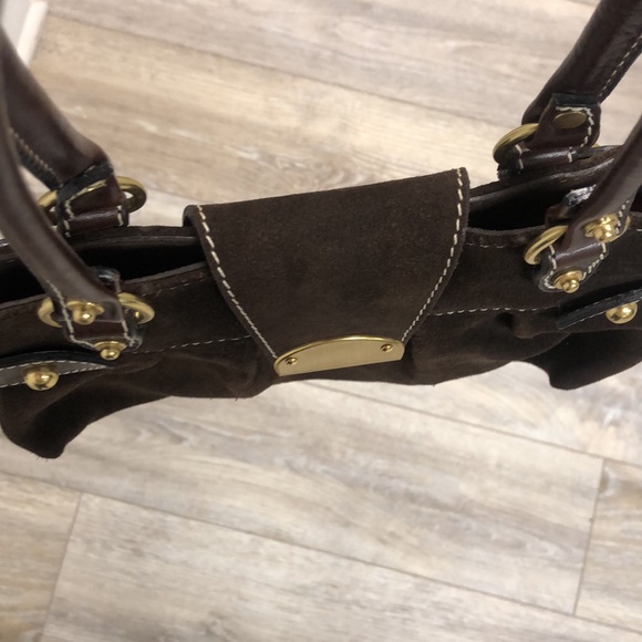 VTG Kelle Pollock Chocolate Suede Shoulder Bag - Picture 5 of 14